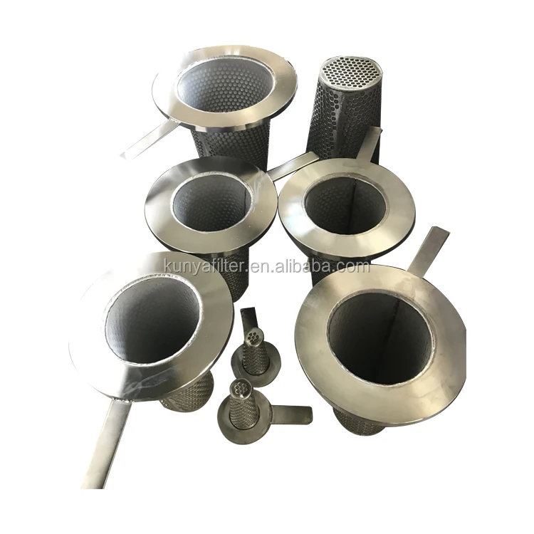 
Stainless steel wire mesh conical basket filter with perforated metal frame 