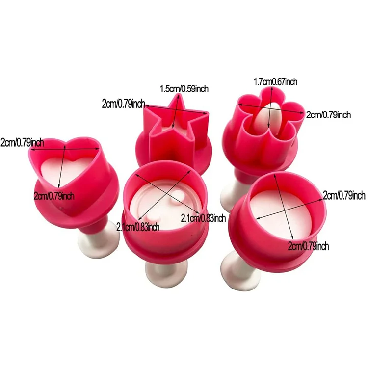 5PCS Cookie Cutter Heart Plunger Cake Mold Star Button Plum Biscuit Fondant DIY Stamping Mould Sugarcraft Cake Decoration