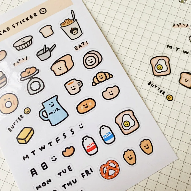 Custom design Wholesale Printed Waterproof Adhesive kiss cut kawaii sticker sheet