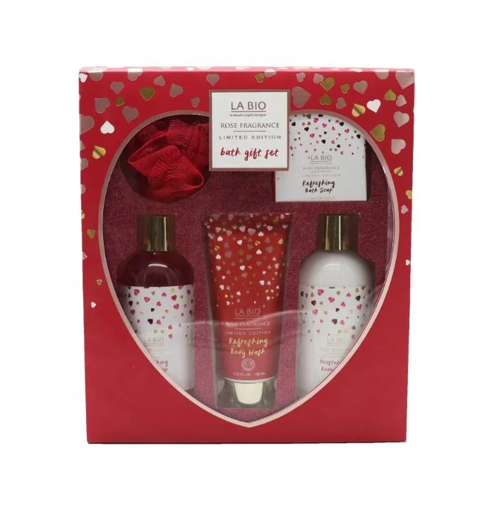Promotional 5pcs body wash long-lasting fragrance beauty bath gift set for women