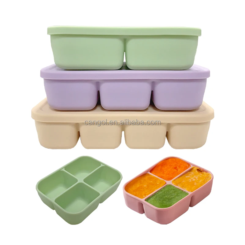 Silicone Baby Food Freezer Tray Reusable Snack Box with Lid Silicone Ice Tray Food Tray Box Ice Pick Ice Maker