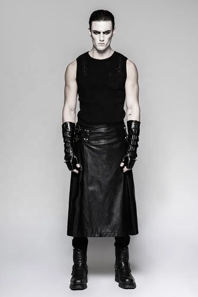 Панк рейв Q-324 Горячие сцены шотландской мужские длинные кожаные юбки