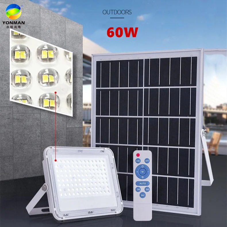 60w new outdoor 6V garden remote control lithium battery led solar flood light