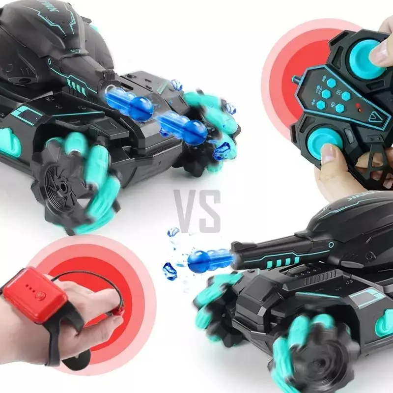 Water bomb gesture remote control tank remote control drift car shooting hydrogel ball car 1/16 tank toy blue