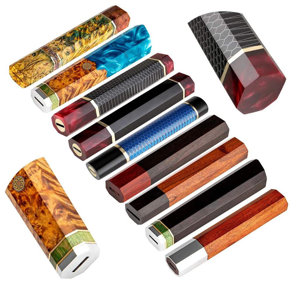 Knife Handle Custom DIY Kitchen knife Parts Resin Burl Wood Material Octagonal Shape Handle Chefs Knife for Blank Blade