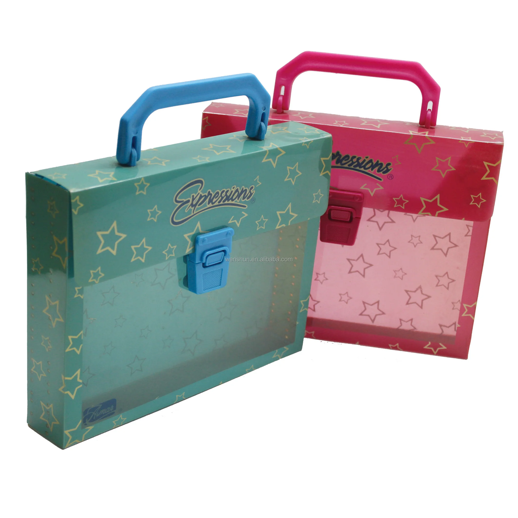 A4 Size Plastic Portfolio Briefcase PP Document Bag Plastic File Box with Handle PP file Case