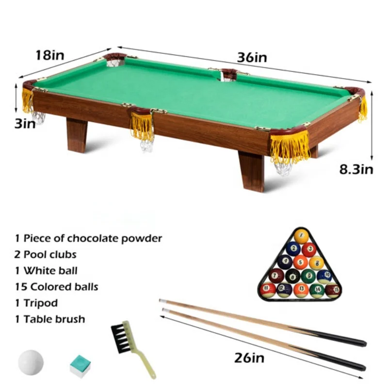 High Quality Wooden Pool Table 36 Inches Mini Table Pool 4 Palyers Games Set With Balls / Sticks / Chalk / Brush / Triangle