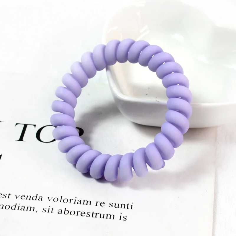 simple and colorful coil shape rubber band elastic telephone hair ties for women and  girls