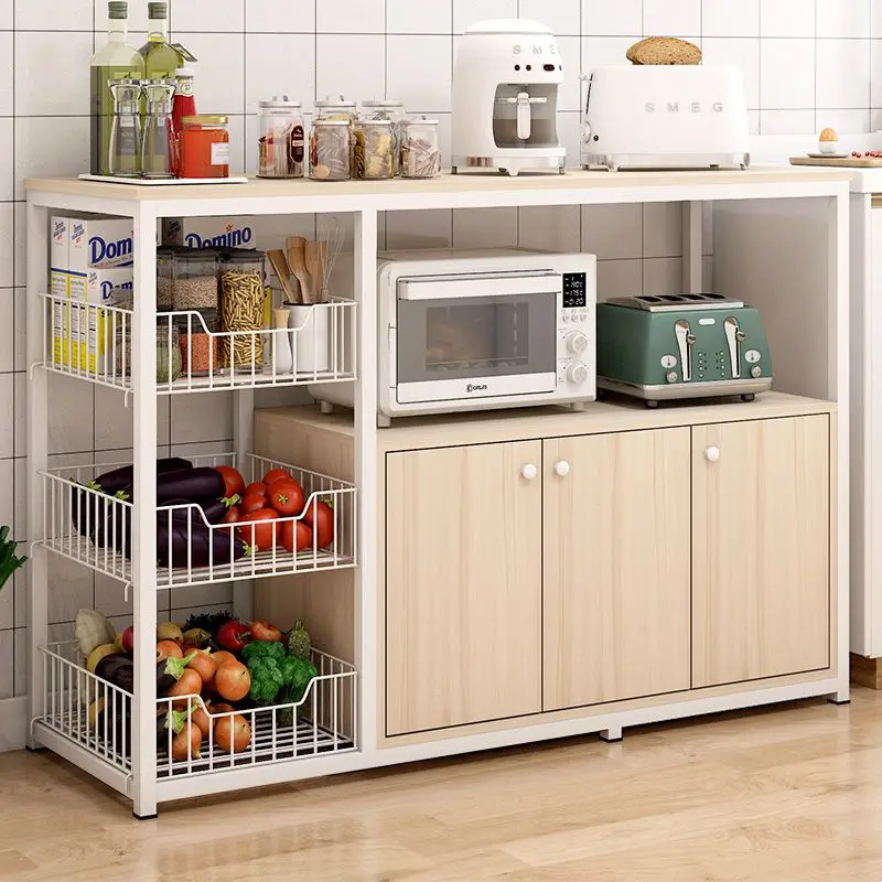Kitchen Rack Floor-Standing Storage Cabinet Household Multi-Function Microwave Vegetable Cutting Desk Kitchen Organizer
