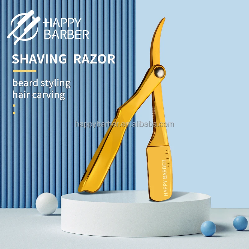 Barber Manufacturer Portable Electroplating Classic Straight Razor Holder Men Shaving Barber Razors For Facial Hair Shaving