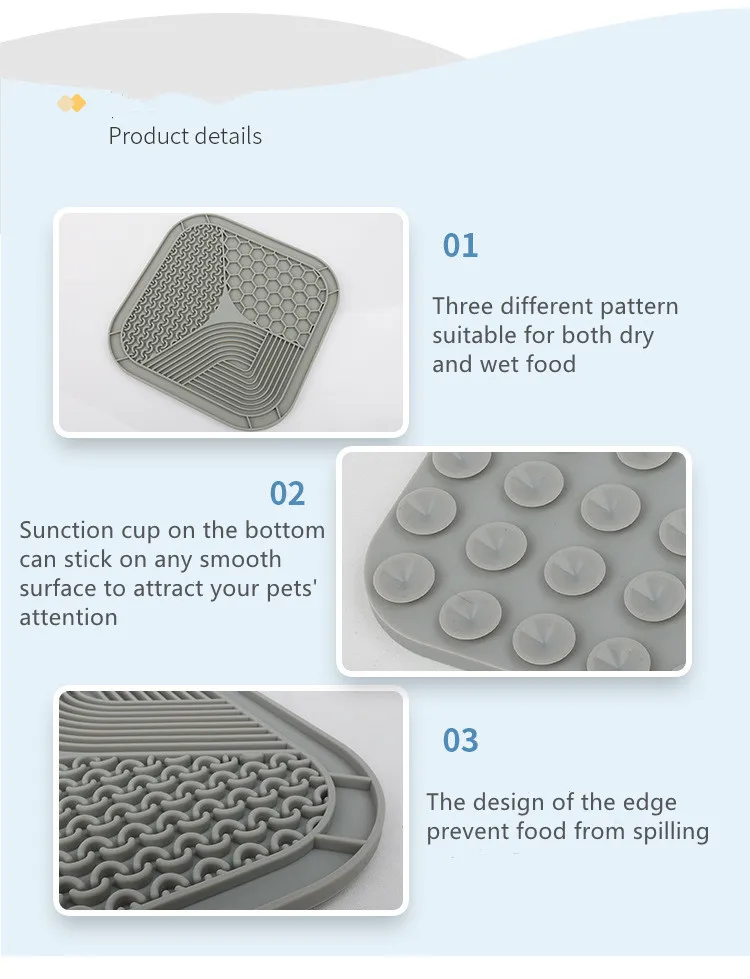 food grade non-toxic silicone  anti choking non- slip pet licking mat slow feeder bowl with suction cup