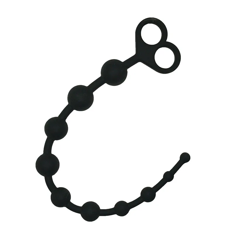 Ninghao Anal Beads with Pull Ring Medical Grade Silicone 10 Balls Anal Chain for Man Women