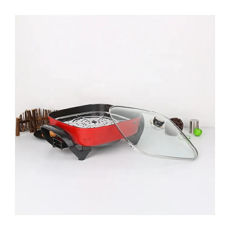 Сделано в Китае, портативная квадратная сковорода 30 см с паровой нарезкой, электрическая сковорода с ручкой