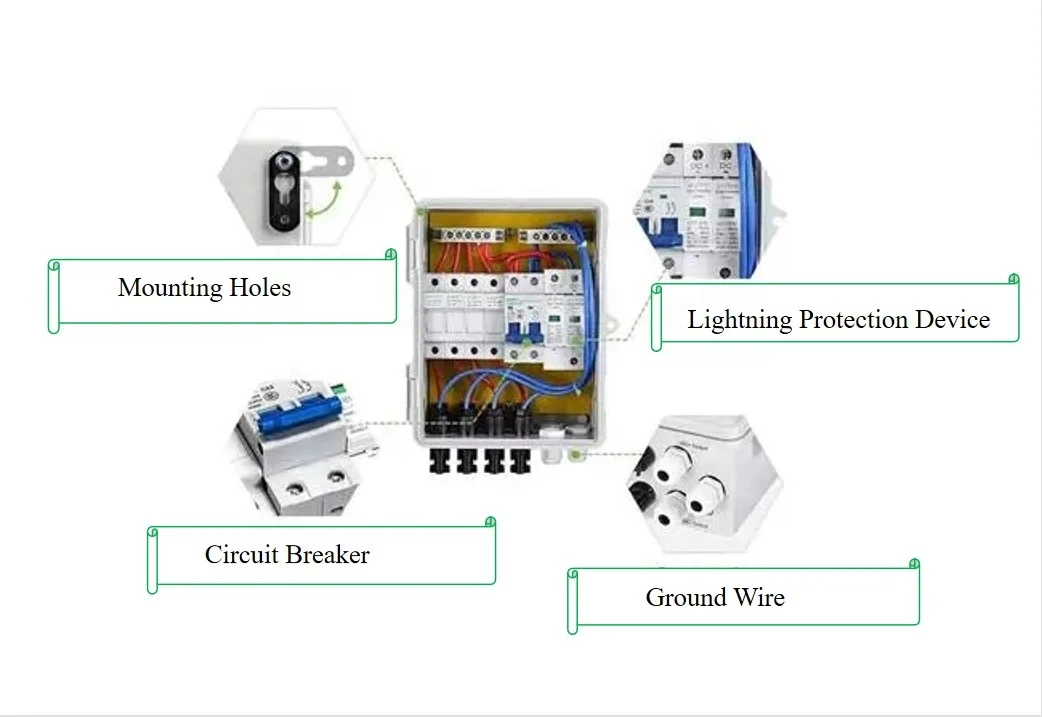 Solar Related Products 4 String PV Combiner Box with Lightning Arrester 10A Rated Current Fuse and Circuit Breakers
