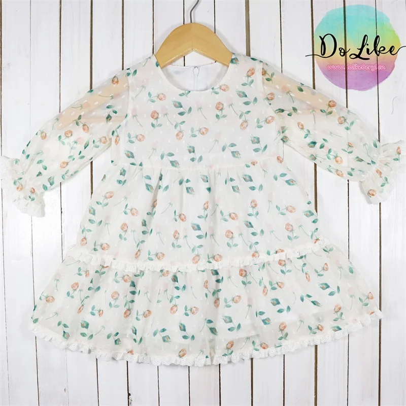 Wholesale Baby Girls fashion dress Swiss dot clothing Summer floral kids dress