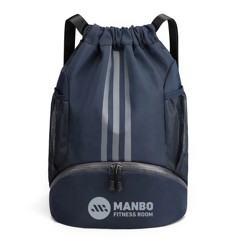 Hot Customized LOGO Oxford Fitness Draw String Backpack Basketball Mesh Waterproof Sports Gym Drawstring Bags With Zipper
