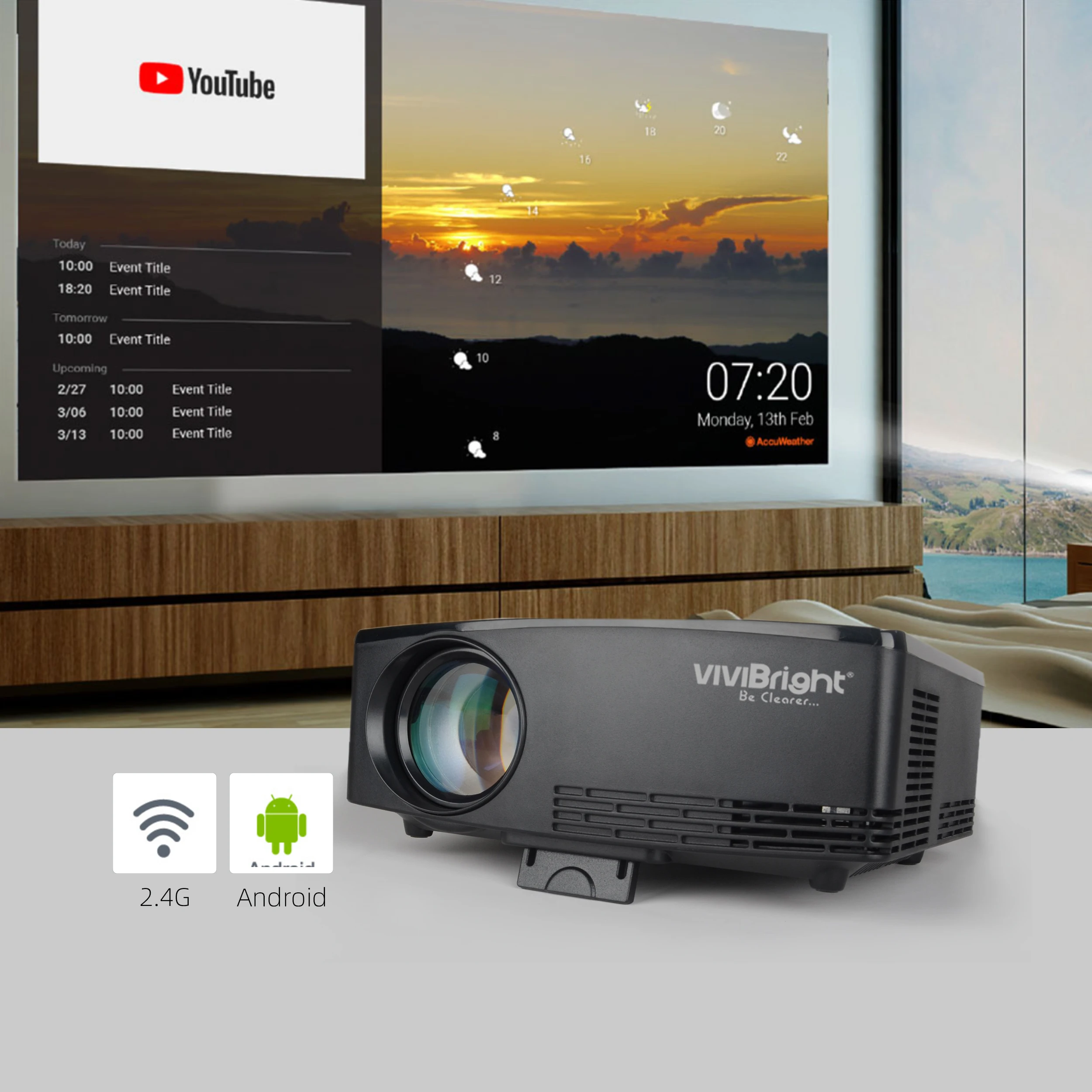 Hot sale Vivibright Projector C80UP with google TV OS SUPPORT Google Play Movies for home cinema produced by inproxima