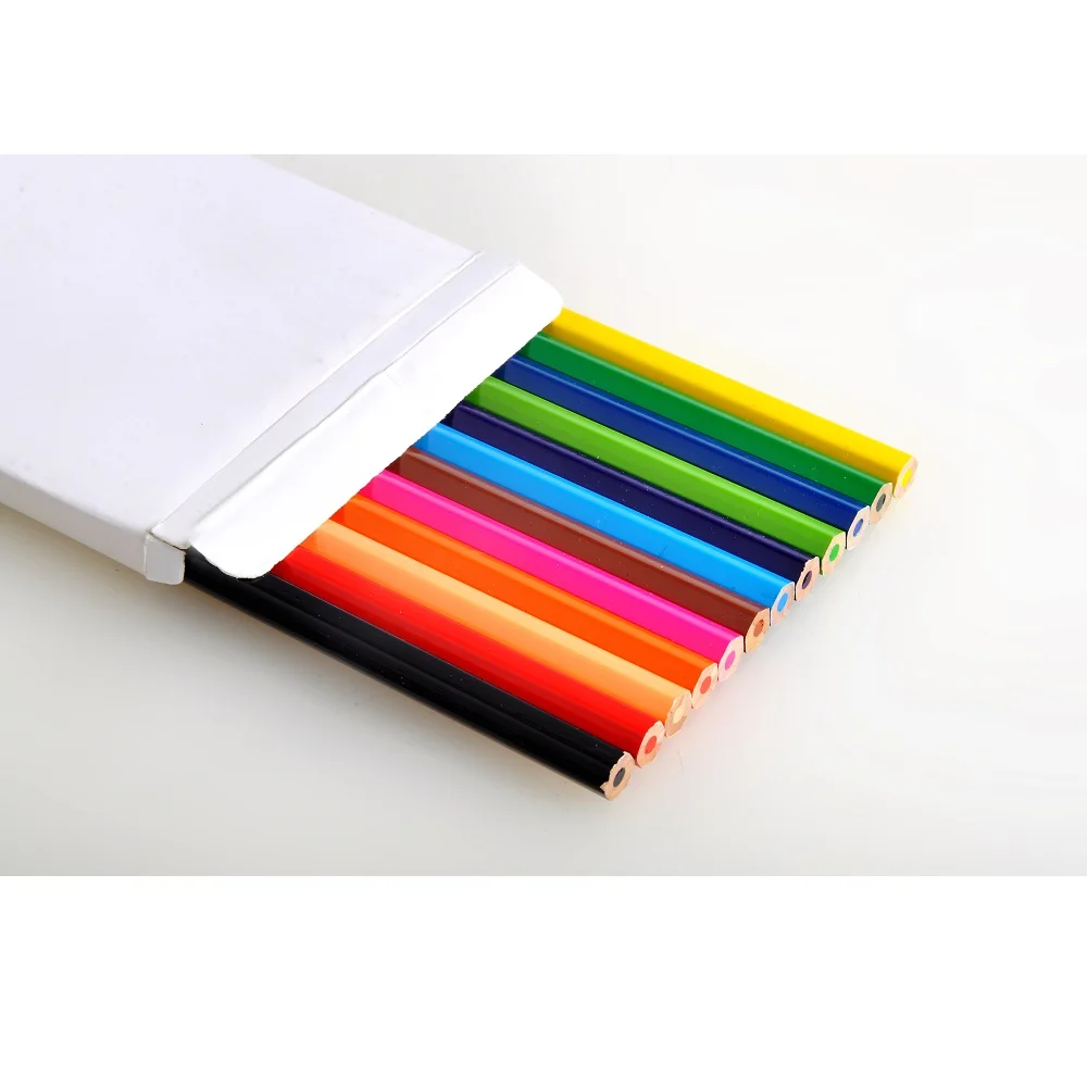 wholesale customized logo 7 inches basswood hexagonal 12 colors pencil for kids