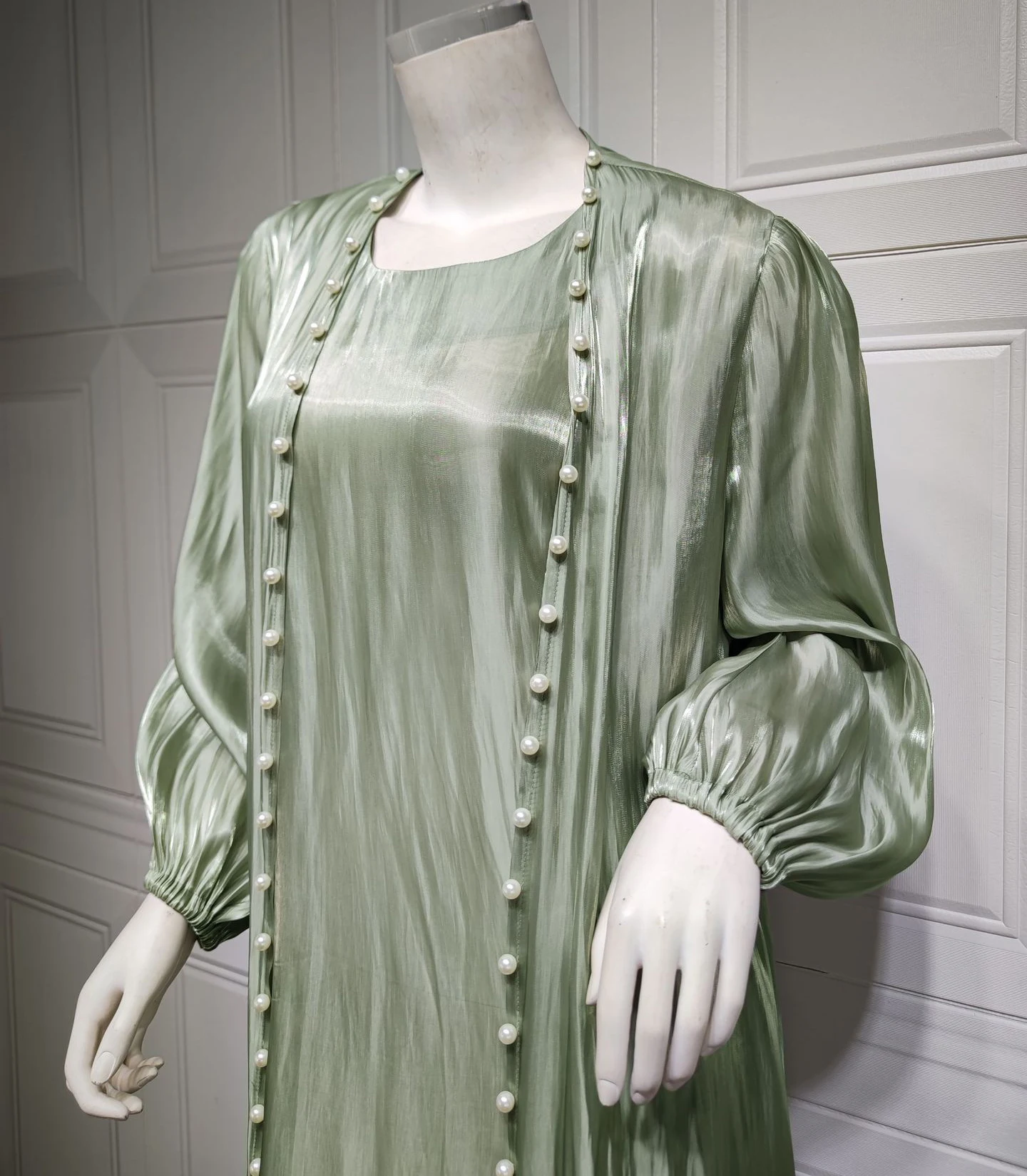 islamic muslim dubai qatar shiny pearl abaya with inner set designs dubai 2 piece abaya sets