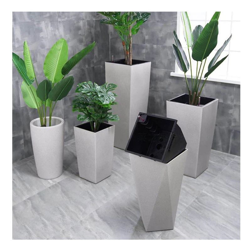 Leizisure new self watering plastic marble style garden flower pots decorative plant pot macetas for home hotel