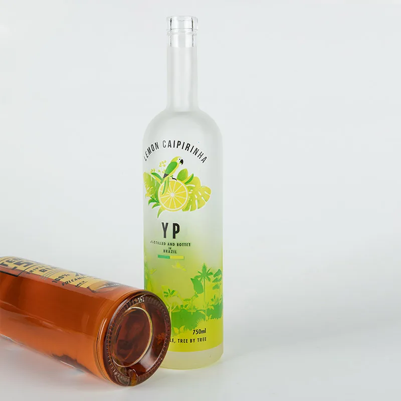 Large liquor bottle 1L custom logo printed tall glass spirits bottle whiskey vodka gin Arizona glass liquor bottles