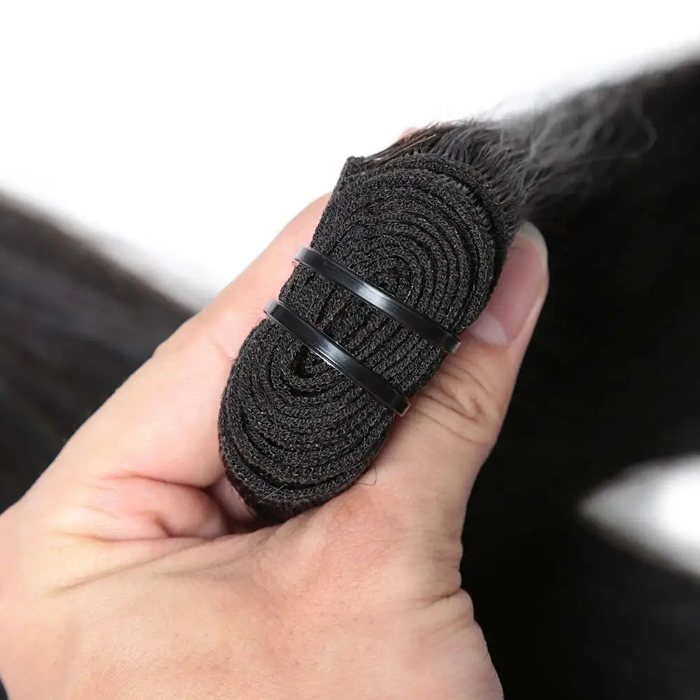 Pixie Curly Double Drawn Bundles With Closure Pissy Curls Hair Double Drawn Vietnam Bone Straight Super Double Drawn Raw Hair