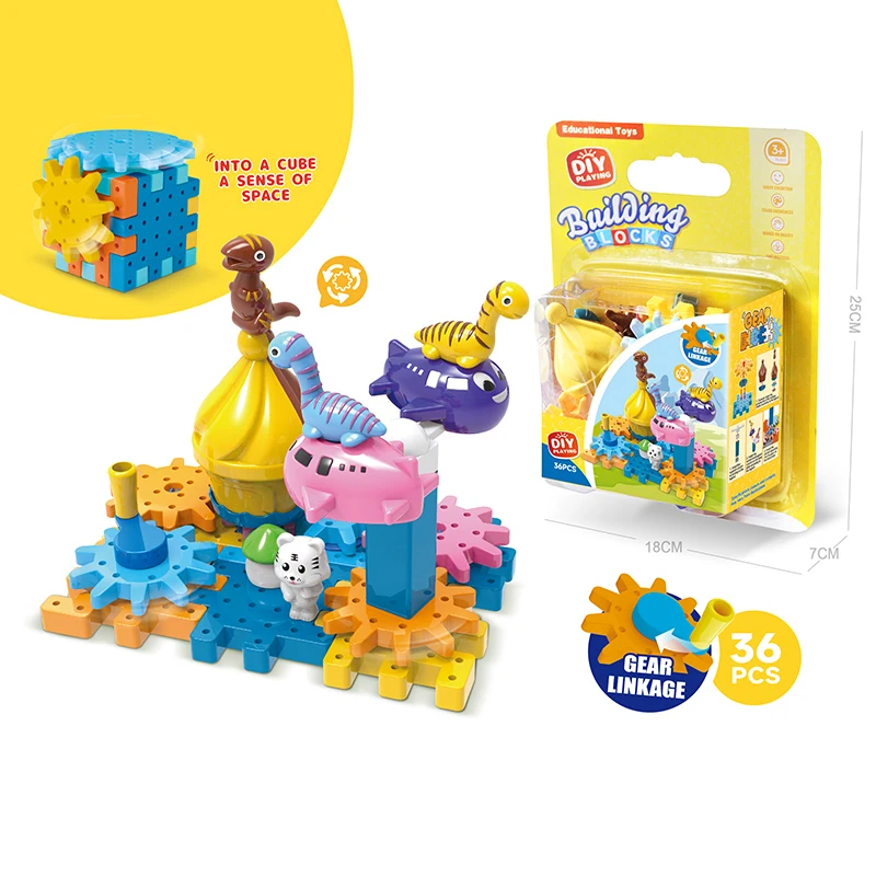 ENJOYSTAR 2024 New Amazon Desktop Game Other Education Toy For Kid Gift Animal Space DIY Gear Rotating Building Blocks Set