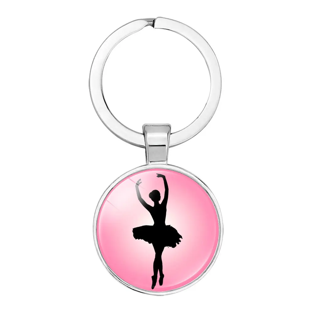 AA018829 Girl Gift Keyring Metal Ballerina Girl Ballet Dancer Angel Picture Keychain