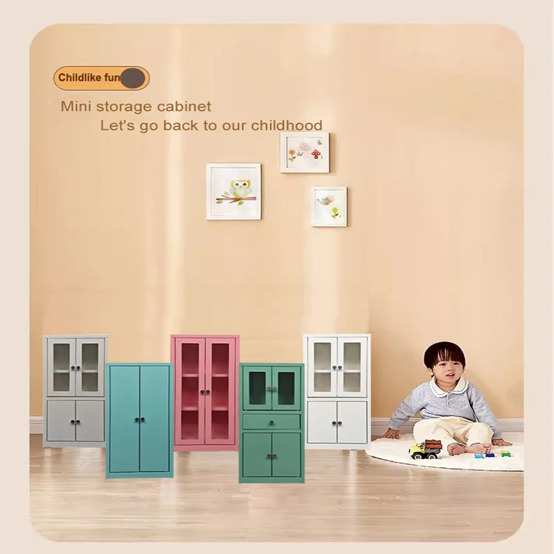 Hot Products pink All-Metal Mini Toy Storage Cabinet two Swing Vertical Magnetic Door The more you buy, the lower the price.