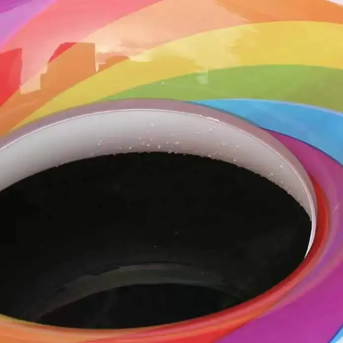 JIURAN Design Pvc Children And Adults Size Colorful Rainbow Inflatable Pool Floaters With Handle Swimming Ring