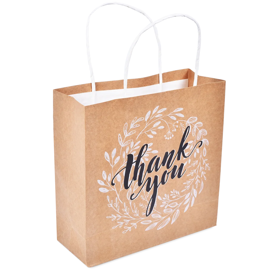 Custom Logo Perfume Cosmetics White Black Green Red Pink Gift Kraft Paper Bag High Quality Printing Sac Cra Brown Thank You Bag