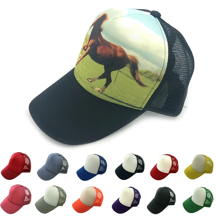 Сублимация под заказ, пенопластовая Передняя и сетчатая задняя цветные головные уборы грузовика, 5 панельных кепок