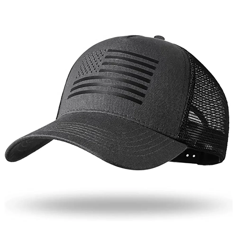 5 five panel 5-panel custom American USA US flag TPU printed printing logo mesh trucker baseball gorras casquette caps hats