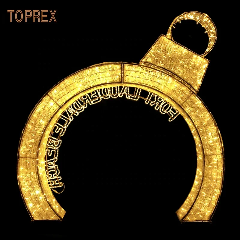 Happy holiday christmas new year event wedding decoration 3d golden acrylic art craft arch motif lights