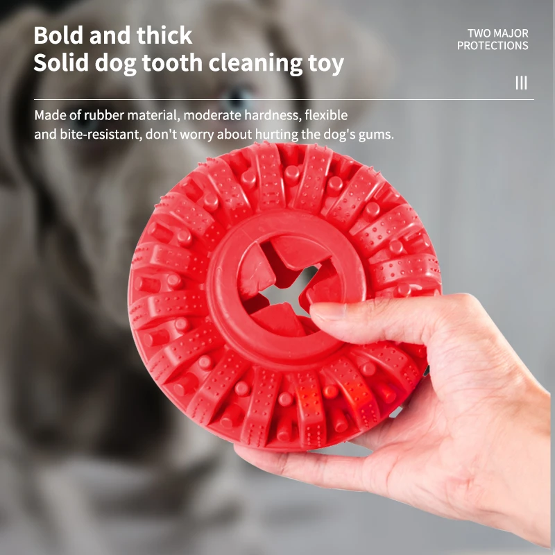 Pet Interactive Molar Bite Rubber Dog Chew Toys Custom Pet Food Leakage dispenser Rubber Dog teeth ring