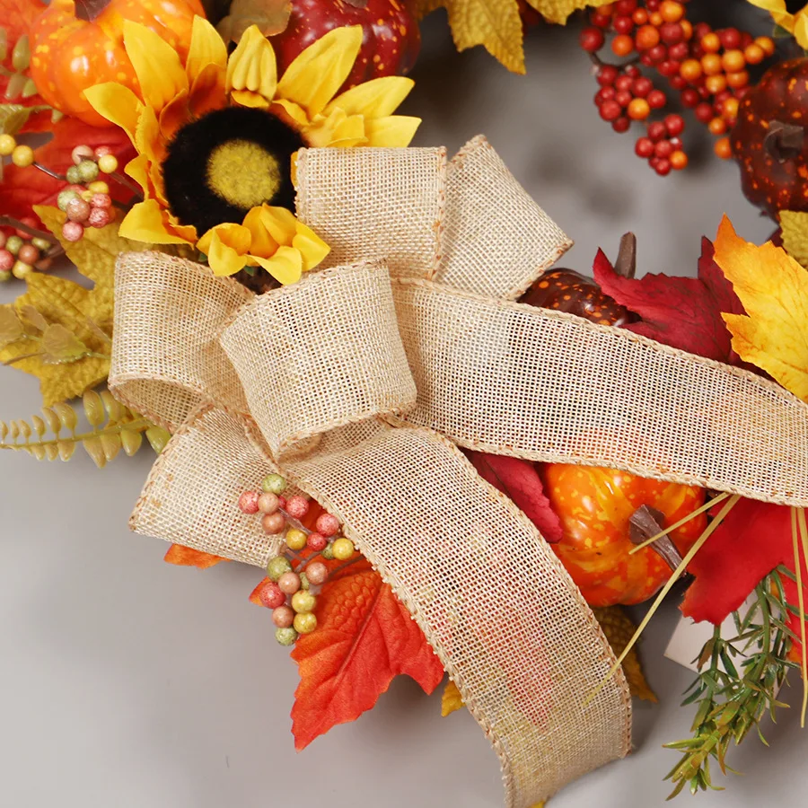 Thanksgiving Front Door decoration hanging wreath Berry Pine Cone Fall Maple wreath Halloween pumpkin wreath