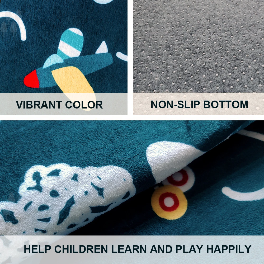 Plane Printed Educational Funny Play Mat Children Nursery Rugs Carpet for kids baby room floor Decor