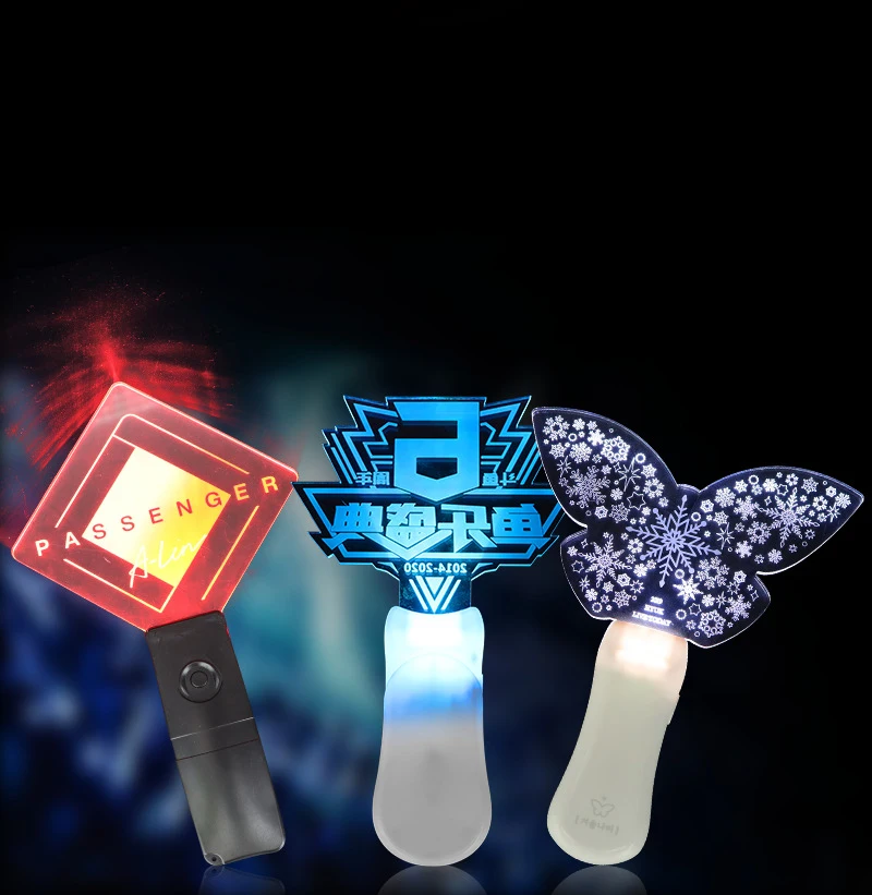 RGB Light Stick Led Acrylic Concert handheld led glow light wand stick with Lasert OEM LOGO Picture Cheer Up Sticks