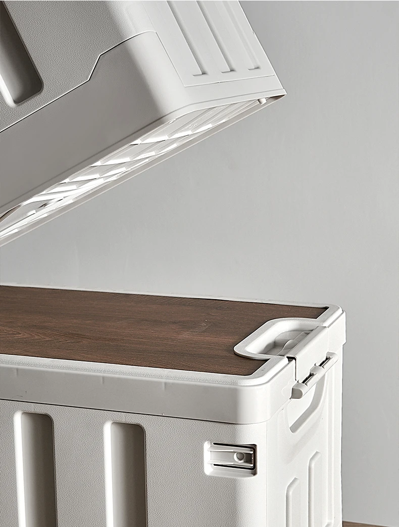 Heavy Duty Plastic Folding Container with Wood Lid European Design Style for Home Living Sundries Decorative Folding Box