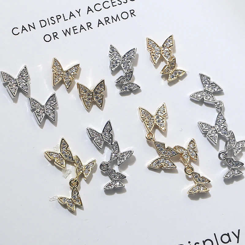Luxury Butterfly Zircon Nail Art Fashion Butterfly Designs Jewelry Metal Alloy Nail Art Decoration