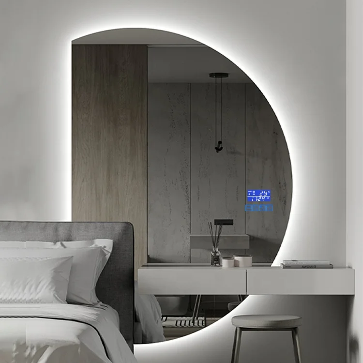 Half moon designers full led lighted wall bathroom decorative mirrors