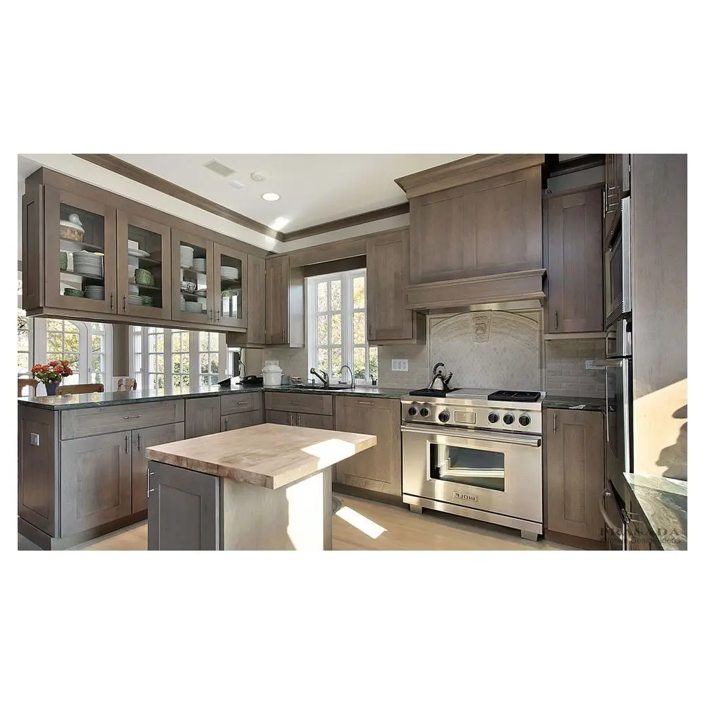 Orient Высокое качество оптовая продажа массивной древесины с элегантным современным дизайном и прочной отделкой кухонные шкафы