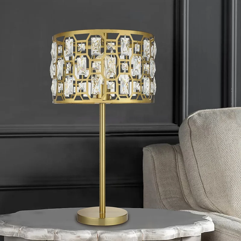 Luxury gold crystal royal style table lamp lamparas decorativas table lamps home decor