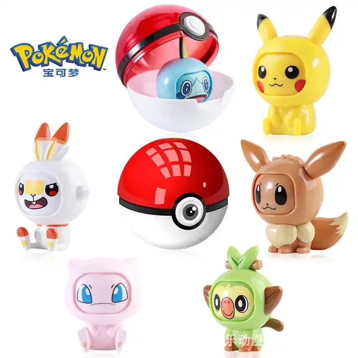 Face-changing Pika-chu Anime Figure Pokemoned Ball Toy Squirtle Action Figure Capsule Toys for Kids 6-12pcs/set 10 PVC Unisex /