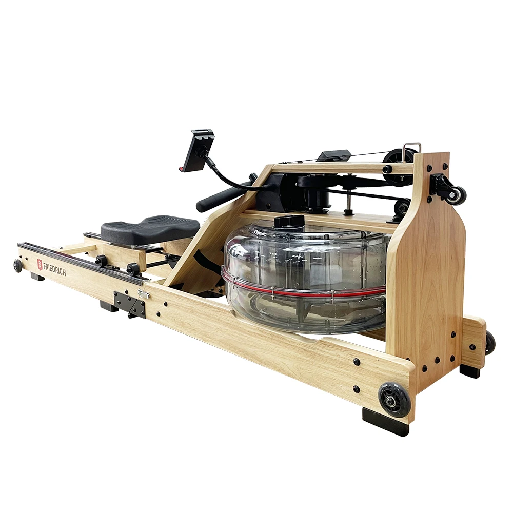 Friedrich Home Cardio Fitness Trainer Wood Frame Water Resistance rower Foldable Water Rowing Machine