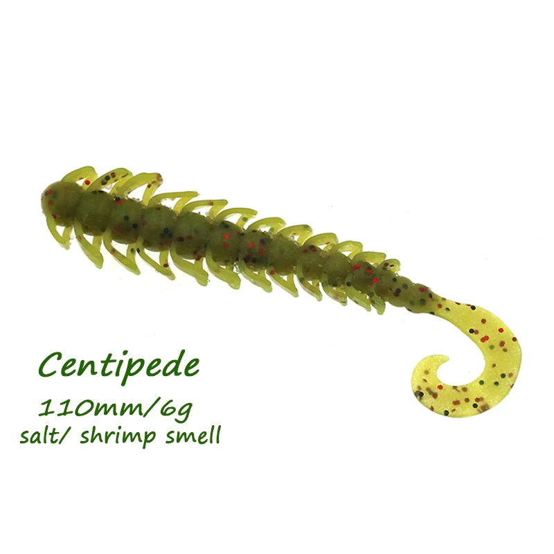 
Fishing soft Lures add salt/ shrimp smell Jig Worm Soft Baits 110mm/1.2g Artificial Sea Worms Centipede Silicone Lures 