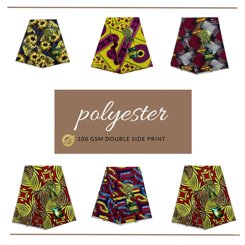 Stock Wholesale 6 yard High quality Print wax fabric 100% Polyester popular african loincloth wax printed clothing fabric