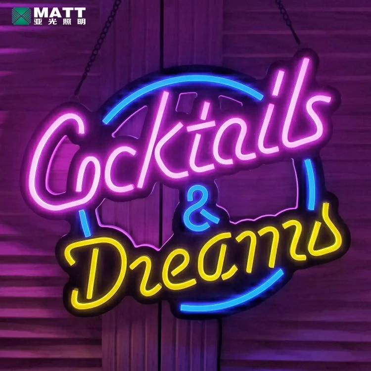 Matt drop shipping Miller Lite neon sign Cocktails & Dream matt neon sign for bar party birthday night club wall decor