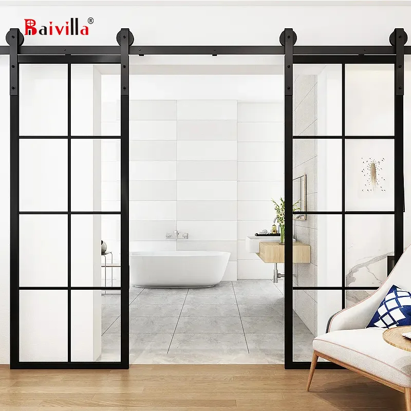 Interior Barn Door Aluminium Double Sliding Glass Barn Doors For Living Room