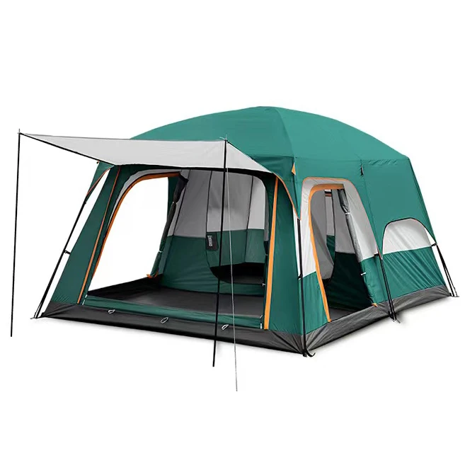 ZJFIT Large luxury double layer 2 rooms 1 living room 6-10 persons family camping outdoor waterproof tent